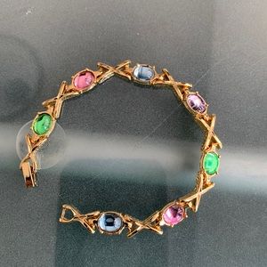 X Bracelet with clear Faux stones